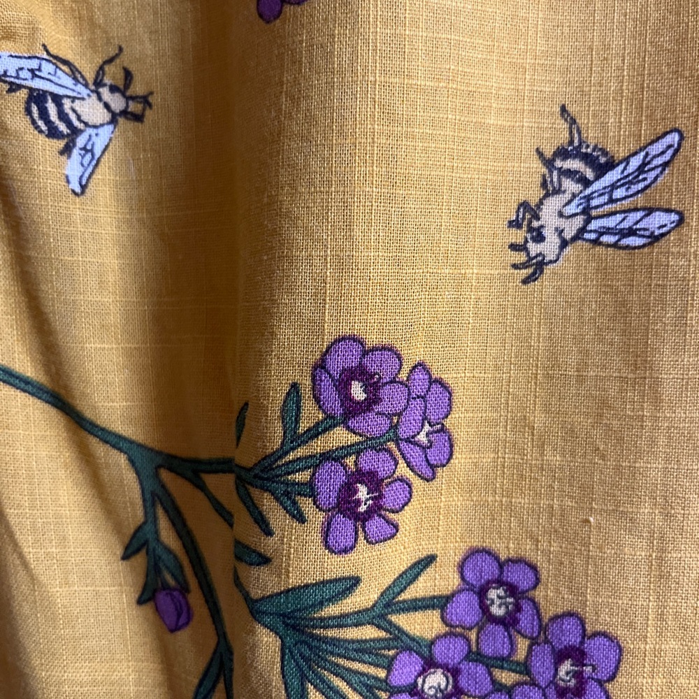 Princess Highway Sold On ModCloth Yellow Floral Bee Cotton Mini Dress Size 10 - Picture 3 of 10